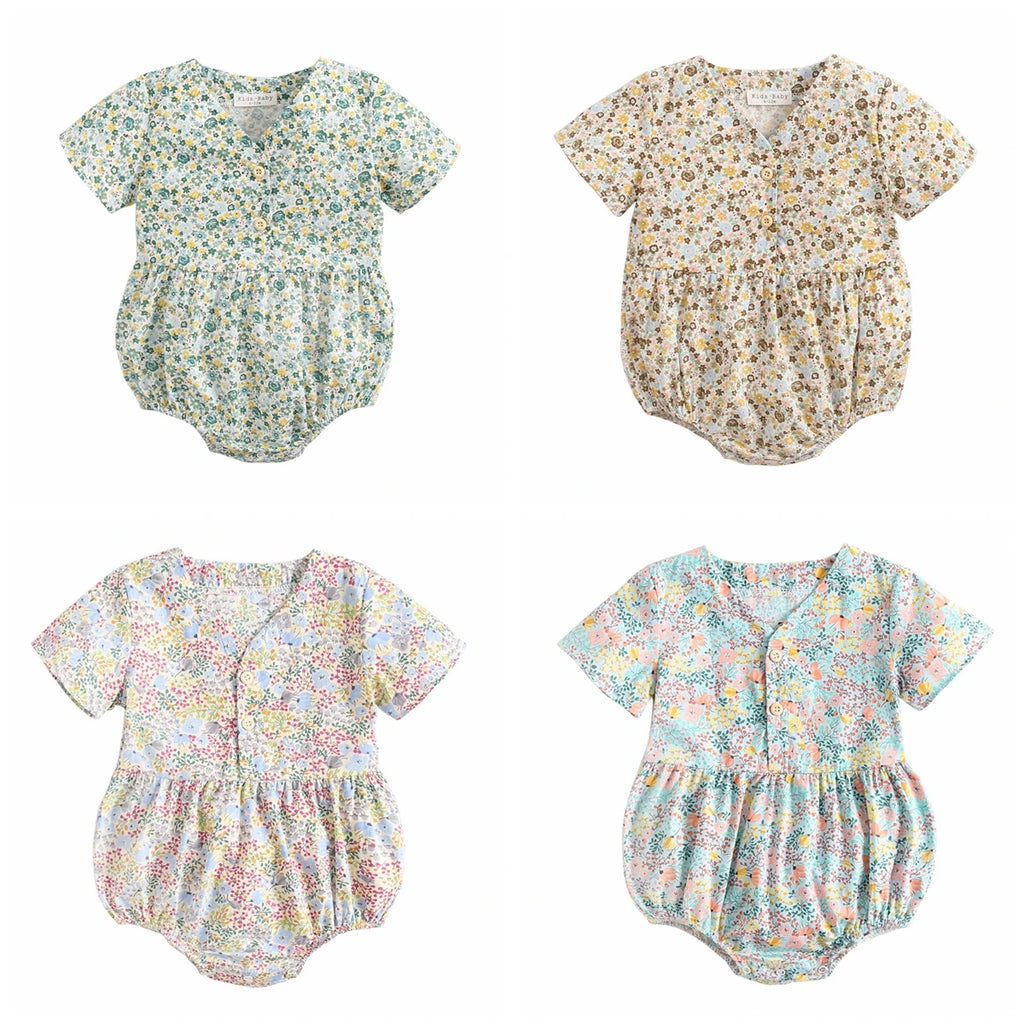 Sanlutoz Newborn Flowers Baby Girls Bodysuits Cotton Baby Bodysuit Short Sleeve Summer Infant Clothing Princess