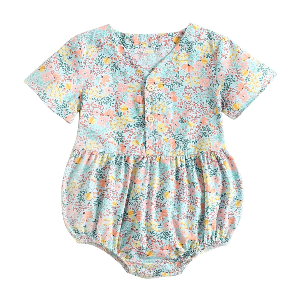 Sanlutoz Newborn Flowers Baby Girls Bodysuits Cotton Baby Bodysuit Short Sleeve Summer Infant Clothing Princess