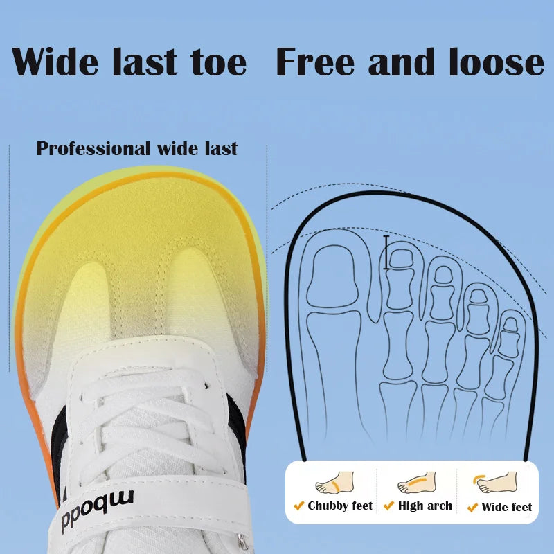 Children's Breathable Mesh Sneakers, Wide Last Zero Restraint Shoes for Natural Barefoot Feeling, Healthy Foot Development