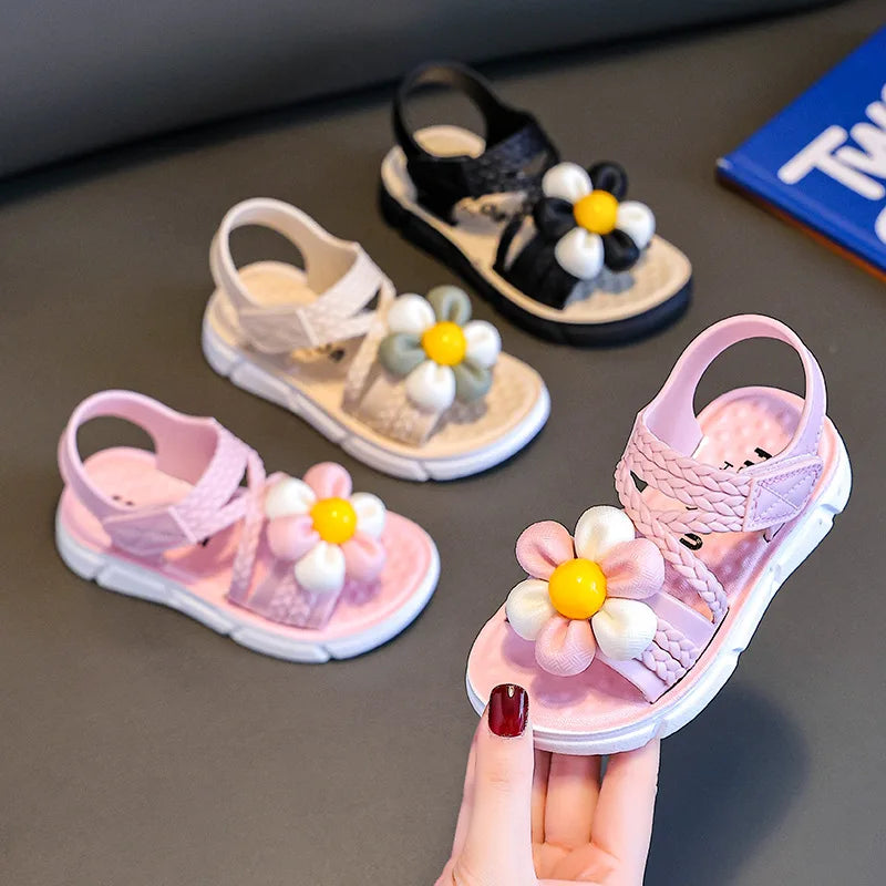 2026 New Summer Children Slippers Flower Pattern Lithe Comfort Sandal For Aged 2-8 Girls Non-slip Seabeach Flip Flops