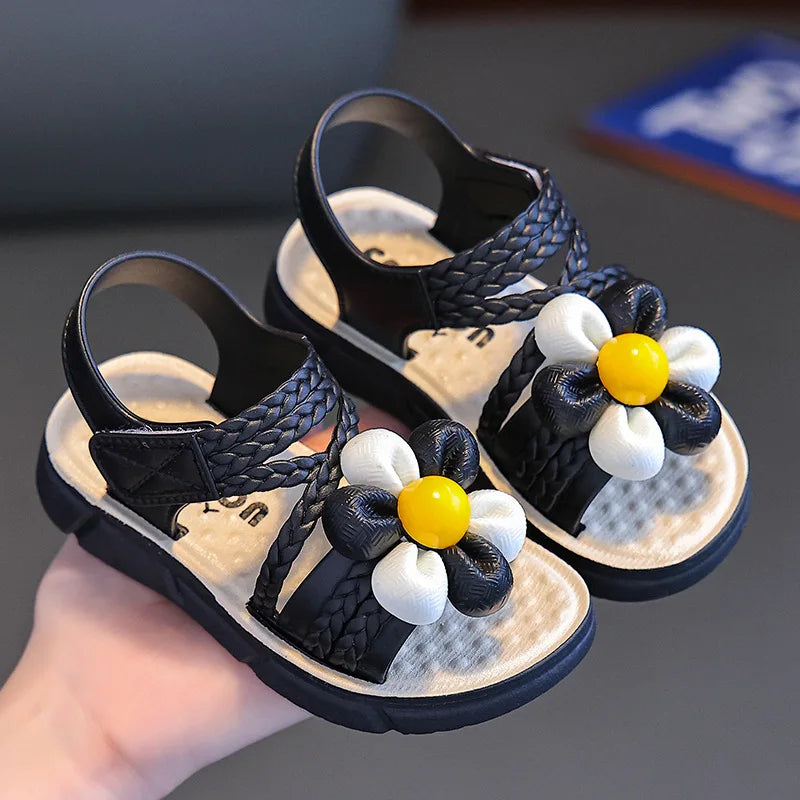 2026 New Summer Children Slippers Flower Pattern Lithe Comfort Sandal For Aged 2-8 Girls Non-slip Seabeach Flip Flops